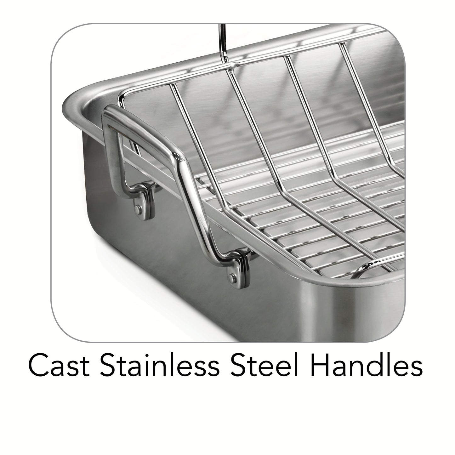 Tramontina Prima Stainless Steel Deep Roasting Pan w/ Basting Grill & V-Rack, 16.5''