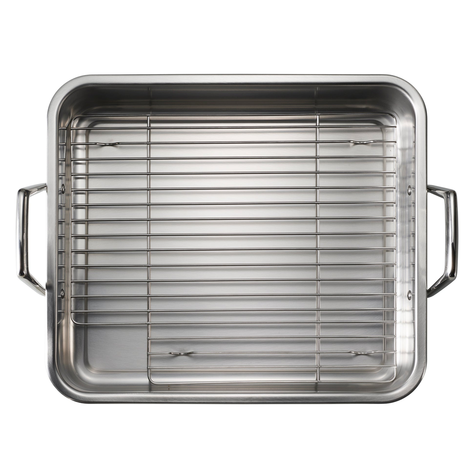 Tramontina Prima Stainless Steel Deep Roasting Pan w/ Basting Grill & V-Rack, 16.5''